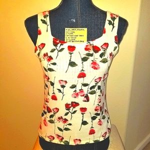 #713 NWOT Caslon COTTON ROSE Print Feminine Top S